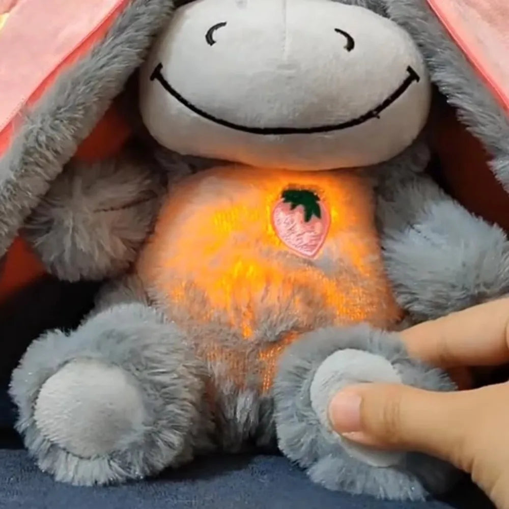 Pluche Ademend Slaappopje met Bewegende Lichten | 32cm Babyknuffel Donkey, Comfortspeeltje voor Kleintjes