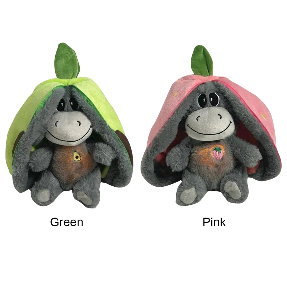 30cm Aardbei Ezel Knuffel met Licht | Creatieve Baby Pop, Ademend Pluche Slaapspeeltje als Fruitfiguur