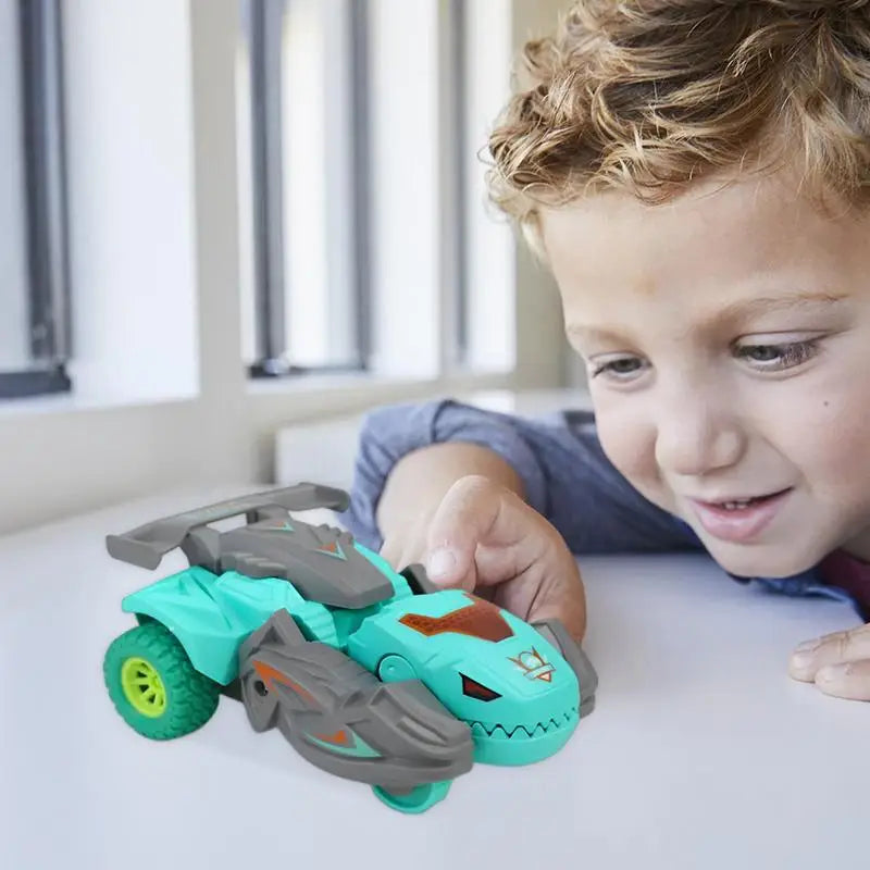 Automatische Dinosaur speelgoedauto 2-in-1 - LED Dino transformatie met muziek en licht voor kinderen vanaf 3 jaar, verjaardagscadeau