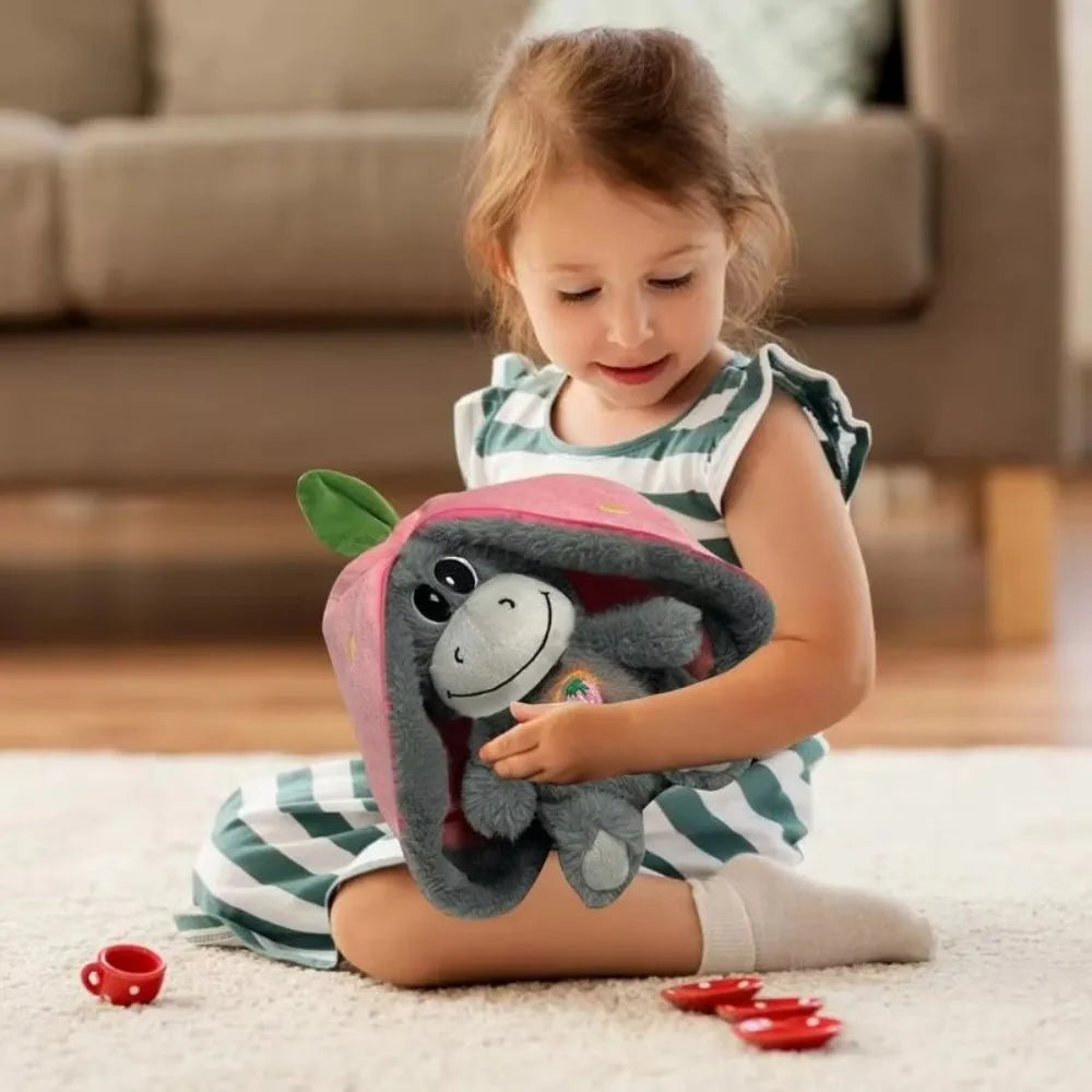 Pluche Ademend Slaappopje met Bewegende Lichten | 32cm Babyknuffel Donkey, Comfortspeeltje voor Kleintjes