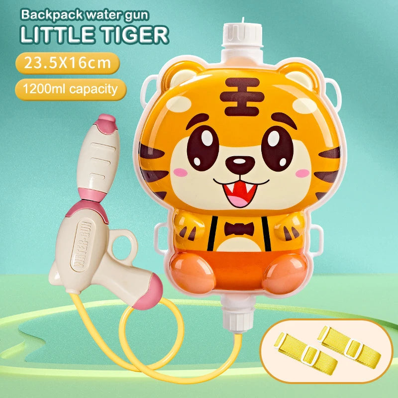 Kinderrugzak met Waterpistool – Cartoon Waterpistoolspeelgoed – Gebalanceerd Watergevechtspeelgoed voor Buitenspel