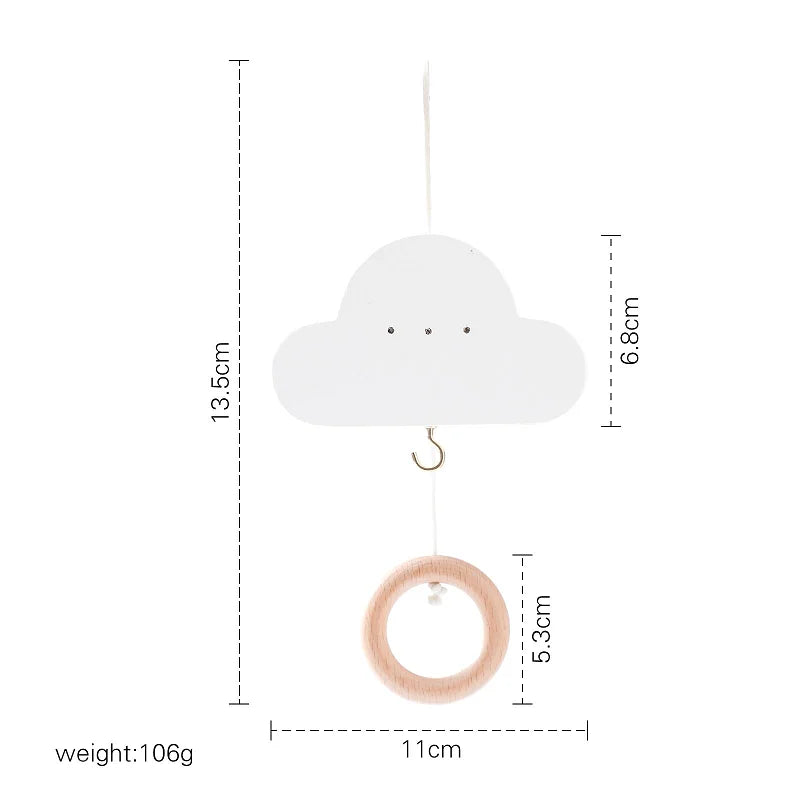 Houten Wolk Babymobiel Houder – Rammelaar Armbeugel voor Wiegdecoratie 0-12 Maanden