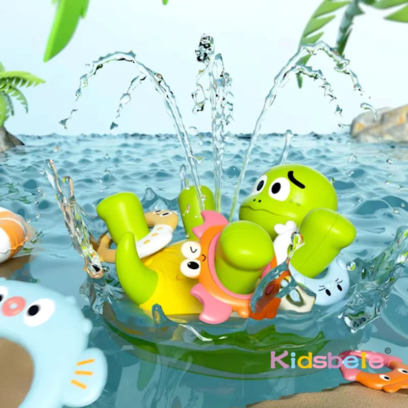 Zomers Bad- en Zwembadspeelgoed – Spuitende Schildpad met 5 Ringen | Drijvend Waterspeelgoed voor Baby’s & Peuters