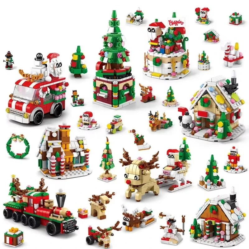 6-in-1 Kerst Bouwstenen Set met Licht | Creatief Winterdorp Speelgoed voor Kinderen