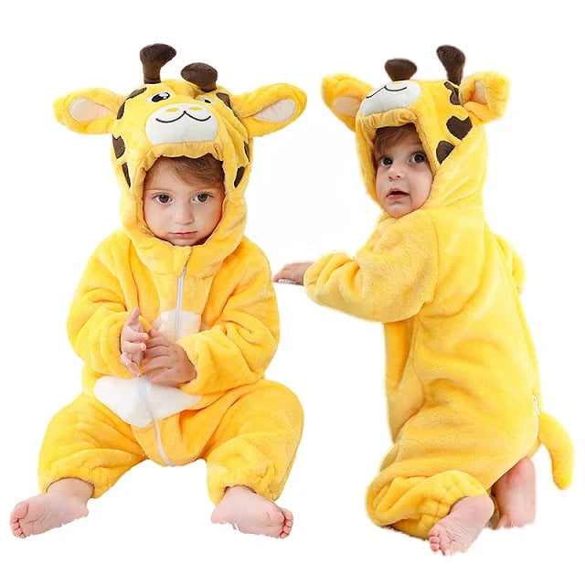 Hoodie Dieren Babysuits Romper l Duurzaam & Wasbaar met Ritssluiting