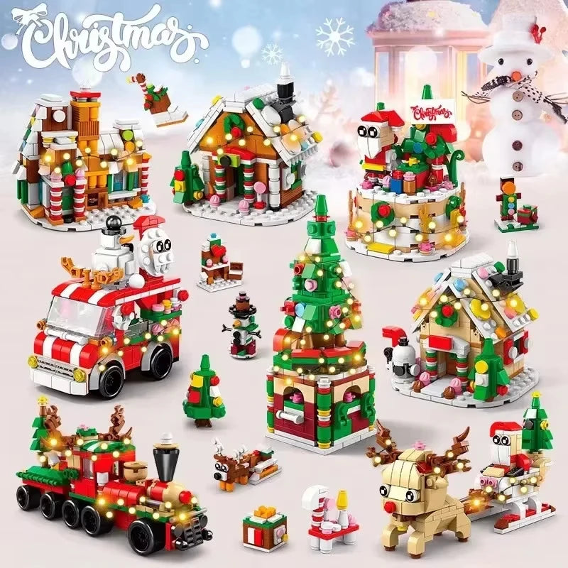 6-in-1 Kerst Bouwstenen Set met Licht | Creatief Winterdorp Speelgoed voor Kinderen