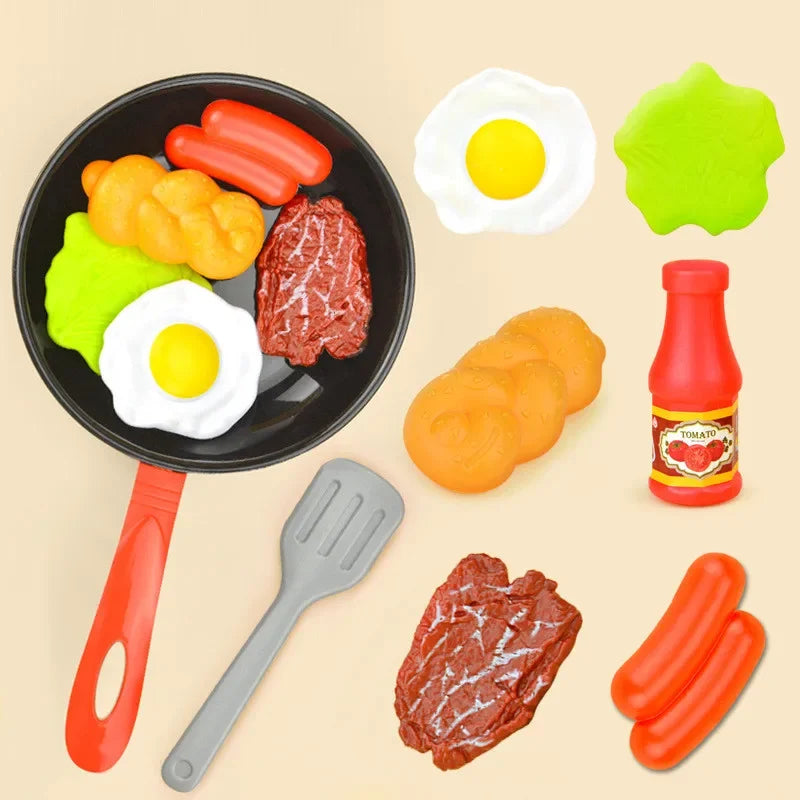 8-delige Keukenspeelgoed Set | Simulatie Kookgerei, Pretend Play Pot, Vlees, Groenten & Omelet voor Kinderen