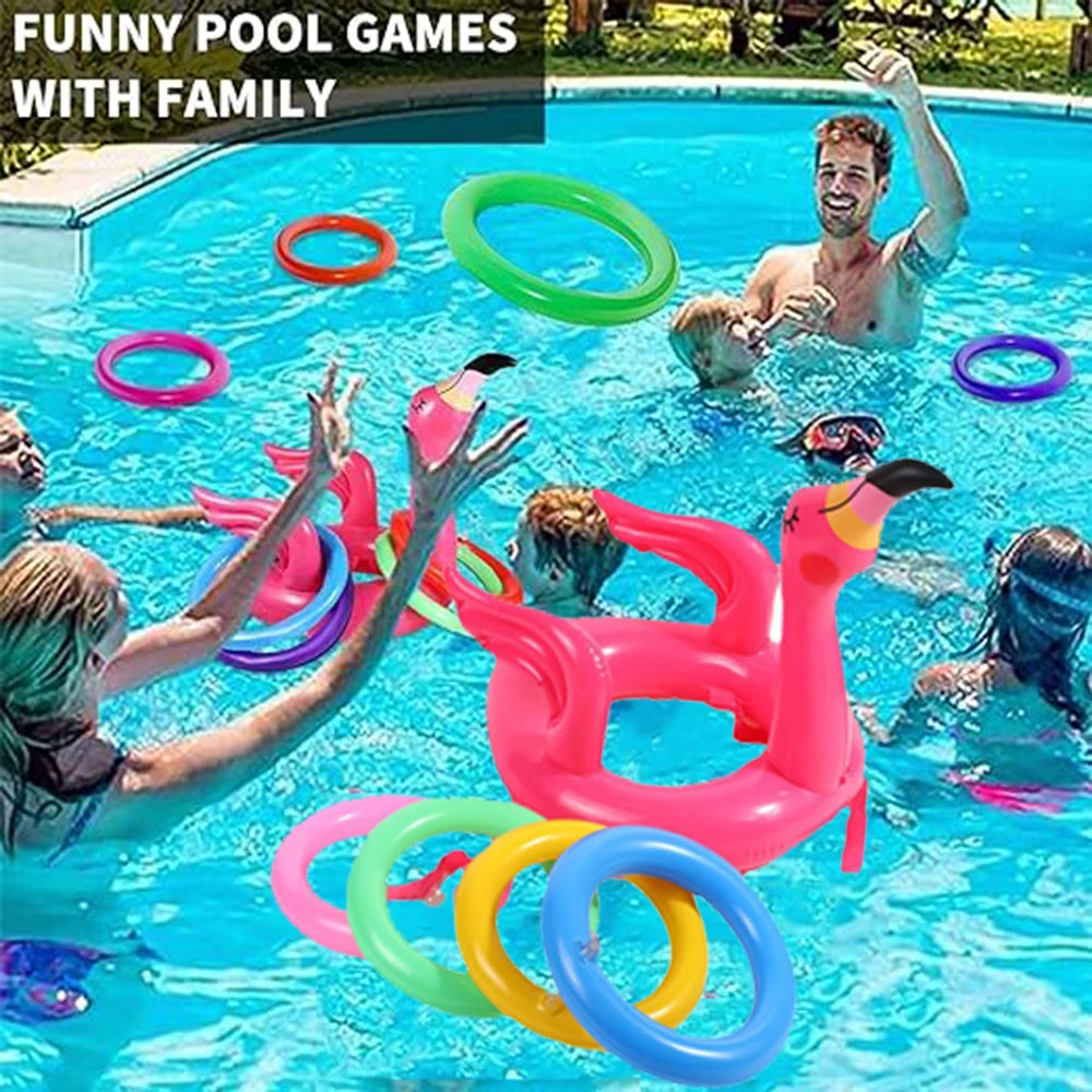 Opblaasbare Flamingo Hoepel Set | Zwembadspel voor Eindeloos Waterplezier