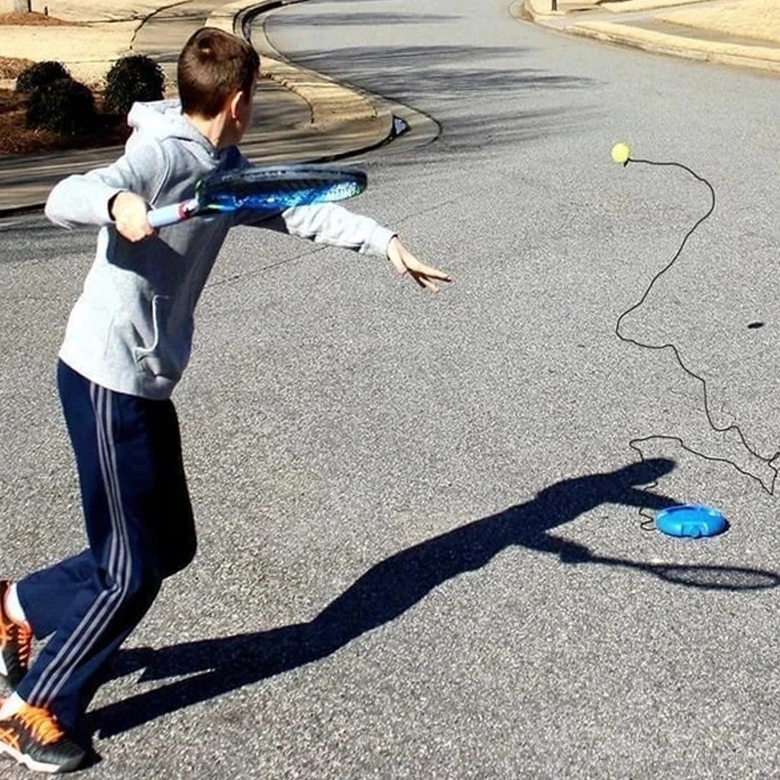 Tennis Trainingshulp met Elastisch Touw | Zelfstandige Tennis Trainer voor Sparring & Oefening