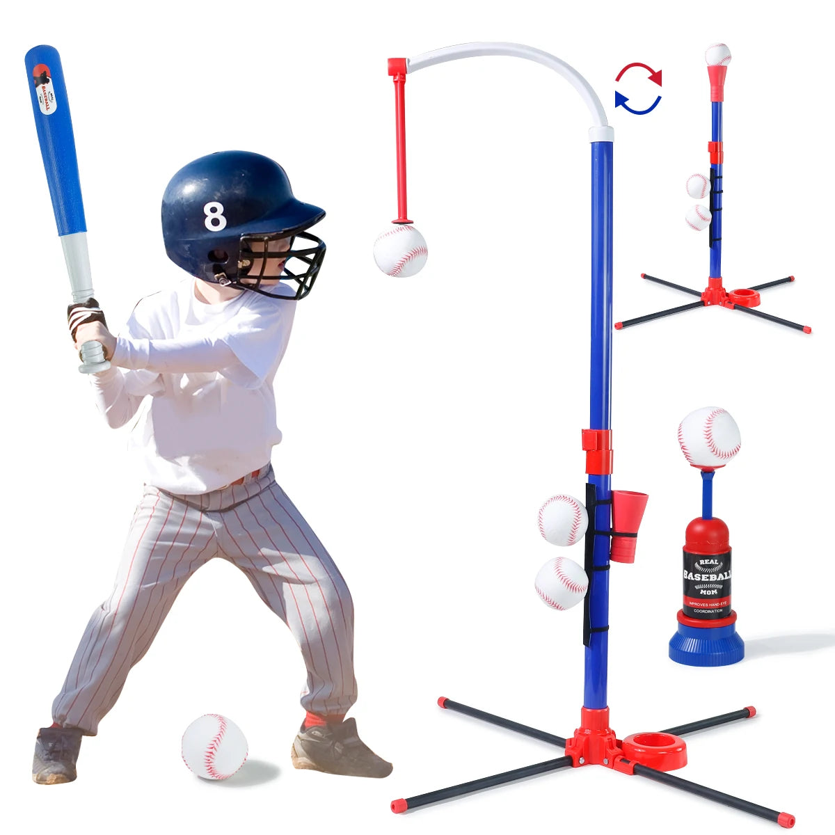 3-in-1 Baseball Speelset | T-Ball, Staande Bal & Auto Launcher