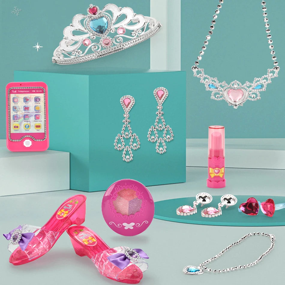 Prinsessenschoenen met Sieraden en Kroon - Elektronisch Telefoonspeelgoed Mode Beautyset voor Meisjes