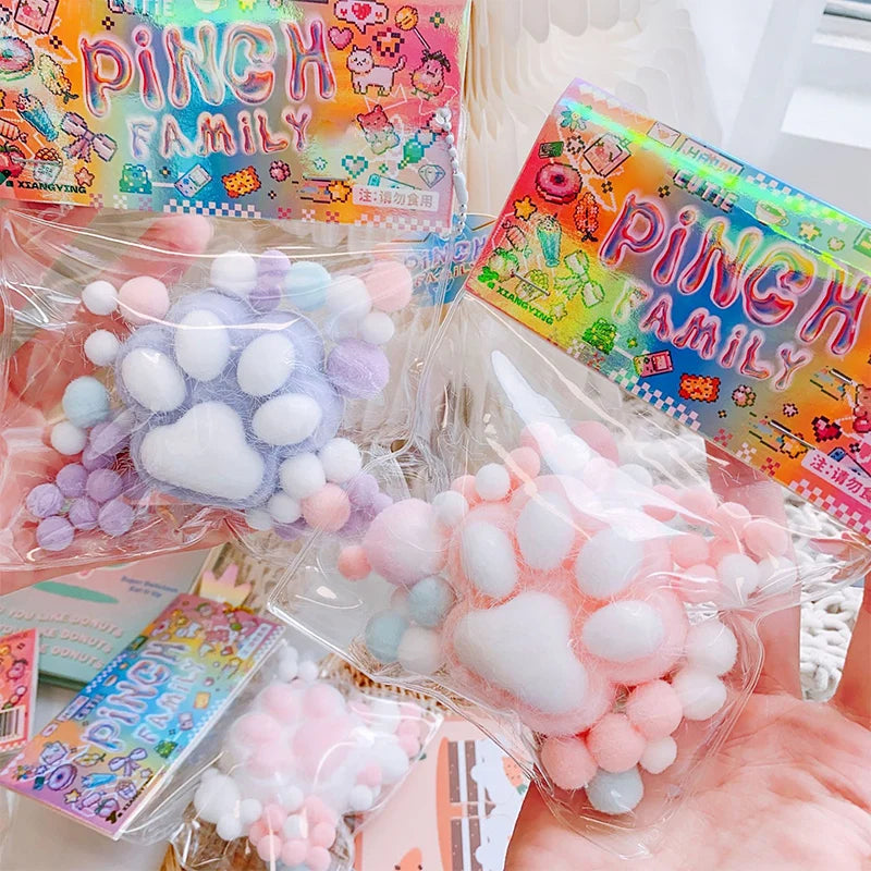 Pluchen katpoot stress speelgoed - Handgemaakt mochi speeltje, verjaardag of feest cadeau