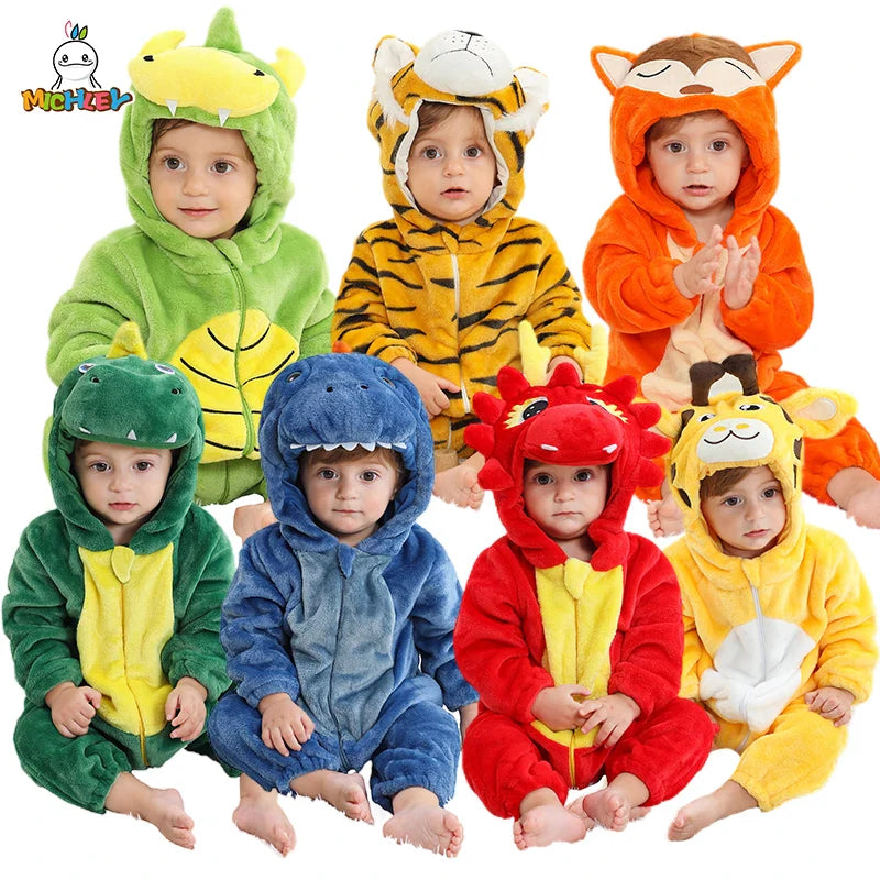 Hoodie Dieren Babysuits Romper l Duurzaam & Wasbaar met Ritssluiting