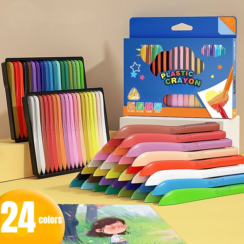 24/12-delige Kleurrijke Krijtjes | Veilige, Niet-Giftige Kleurpotloden voor Kinderen, Graffiti & Tekenstationery