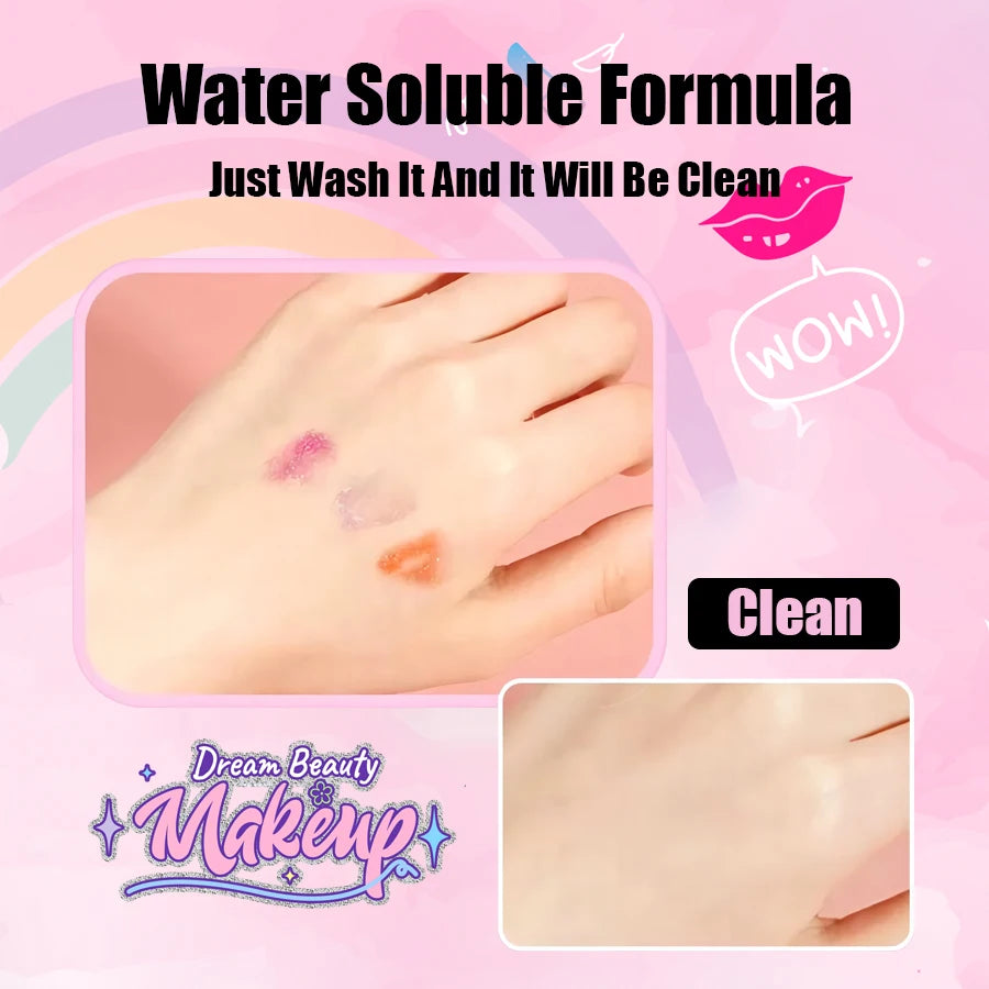 Kinderen Make-up Speelgoed Set | Wasbare Cosmetica, Veilige Pretend Play Set met Spiegel, Verjaardagscadeau voor Meisjes