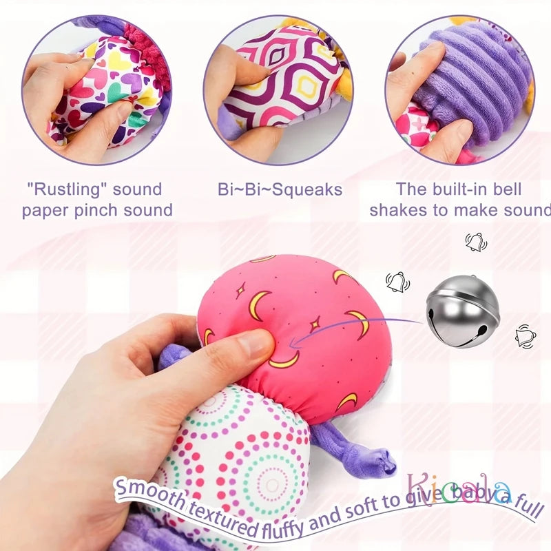 Muzikale Rups Knuffelspeelgoed – Sensorisch Pluche Speelgoed voor Baby’s met Meerdere Texturen | Voor Pasgeborenen Jongens & Meisjes
