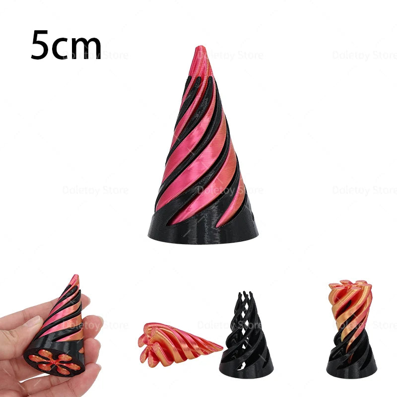 3D Geprinte Spiraalkegel Speelgoed | Onmogelijke Pyramide, Kerstboom Sculptuur, Mini Vortex Illusie Fidget Toy
