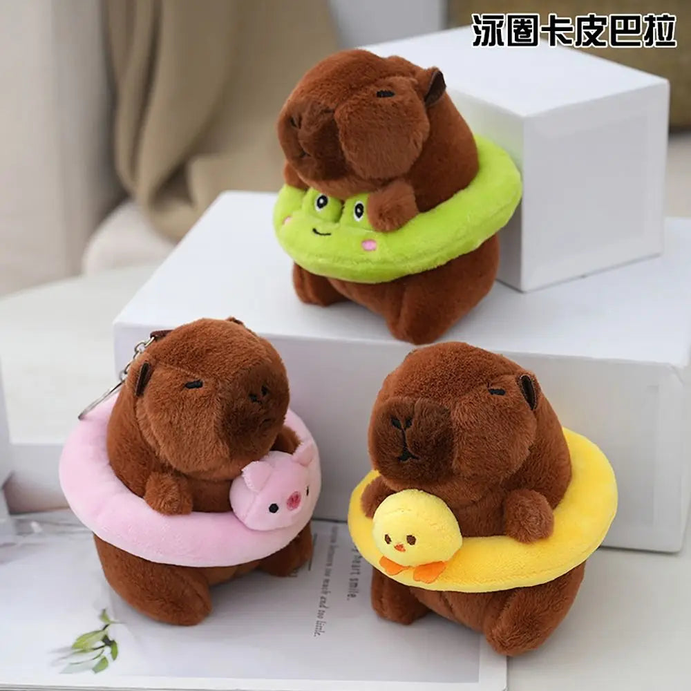 Zwemring Capybara Pluche | Capybara Sleutelhanger Gevulde Dieren Schattig Speelgoed Capybara Pop voor Kinderen en Volwassenen van 1 - 7 Jaar