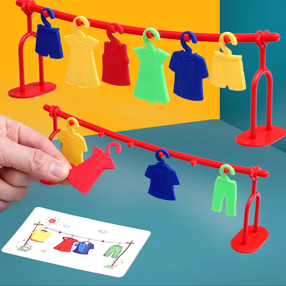 Montessori Kleding Droogrek Spel | Educatief Interactief Bordspel voor 3+ Jaar, 2-4 Spelers