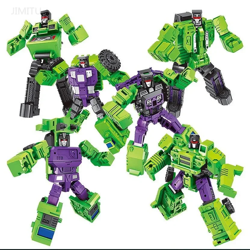 22CM Transformer Robot Auto | 6-in-1 Defensor Devastator Actiefiguur | ABS Plastic Voertuig Robot Model Speelgoed Cadeau Voor Kinderen