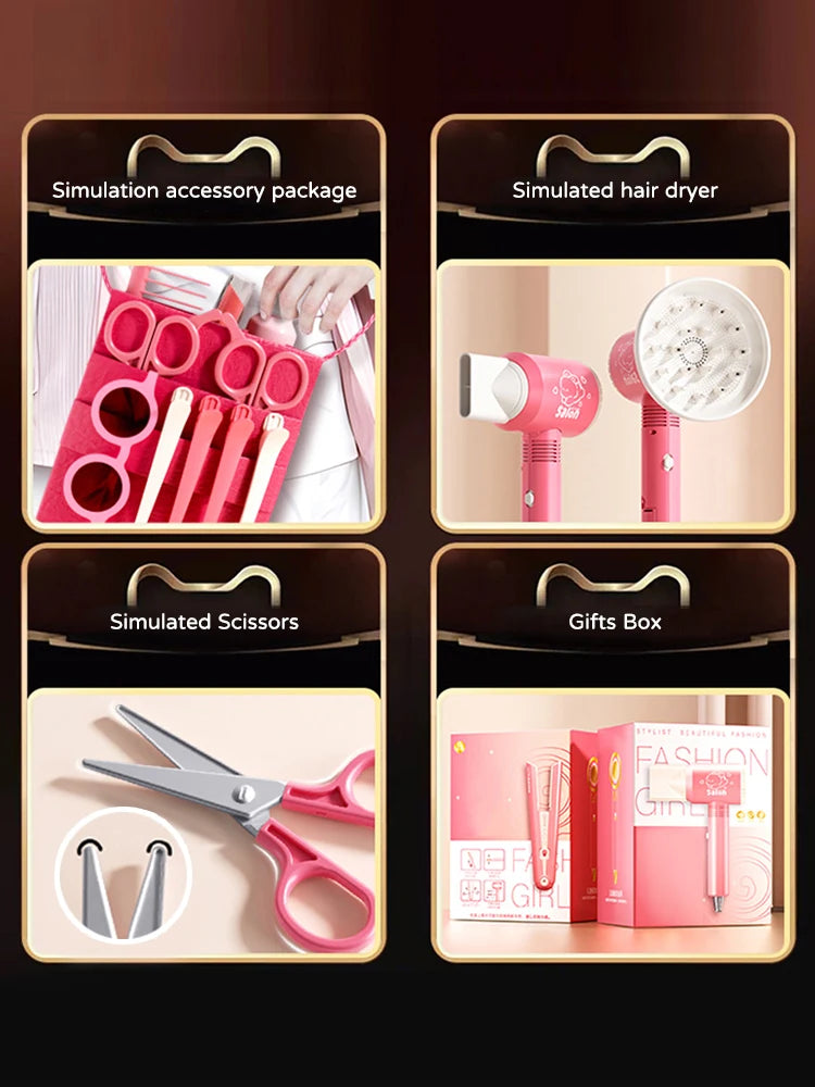 Kapsalon rollenspel speelgoed - Kappersspeelset met föhn, educatief speelgoed voor meisjes, ideaal voor fantasierijke spellen.