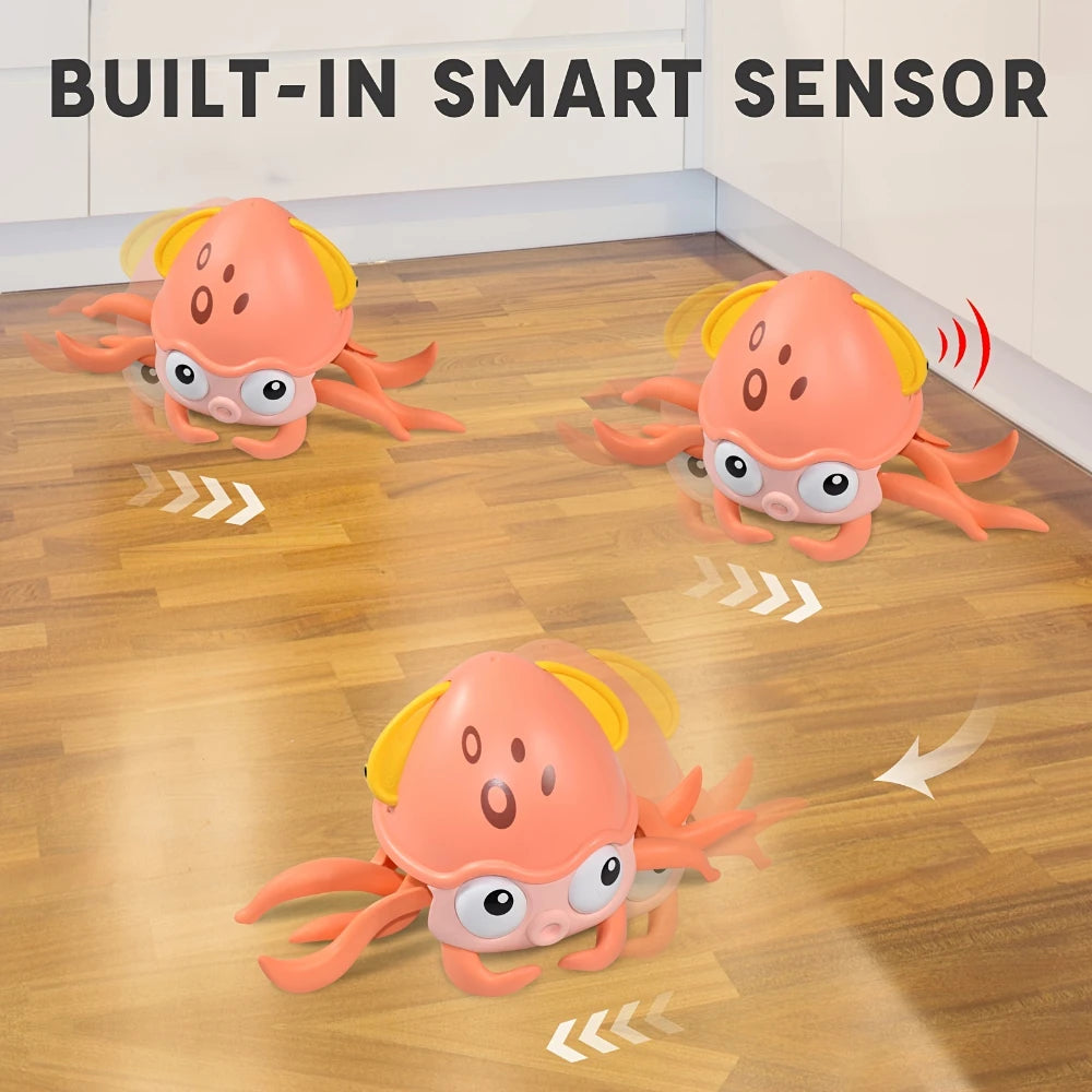 Interactieve Ontsnappende Octopus/Krab | Elektronisch Muziekspeelgoed voor Baby’s, Bewegend Speelgoed met Licht & Geluid