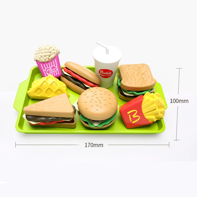 9-delige Set | Verwijderbare Snack Hamburger Plastic Rollenspelset voor Kinderen, Keukenspeelgoed, Verjaardagscadeau
