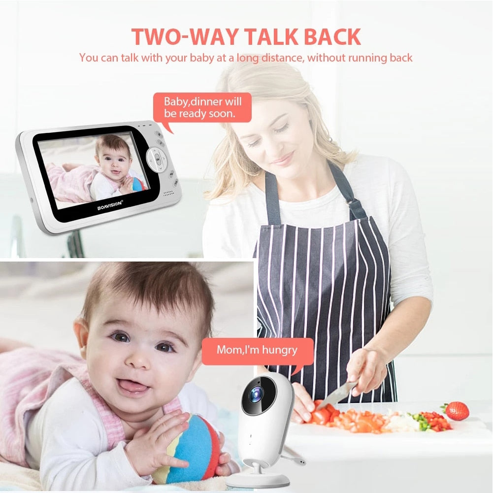 Draadloze babyvideomonitor - Hoge resolutie 4. 3 inch TFT-LCD Quick Video Response Two-Way Talk Back Monitor voor baby's en kinderen