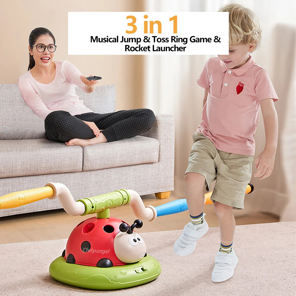 3-in-1 Muzikaal Sportspel | Raketwerper & ringwerp spel voor kinderen