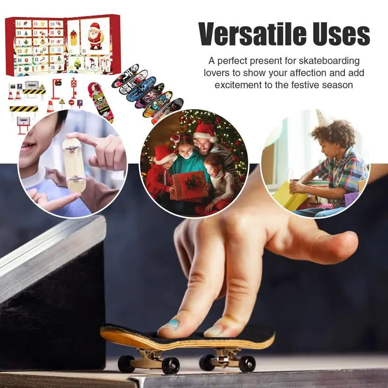 Vinger Skateboard Kerstmis Adventskalender | 24 Dagen Aftelkalender Vinger Skateboard Speelgoedset Verrassing voor Kinderen