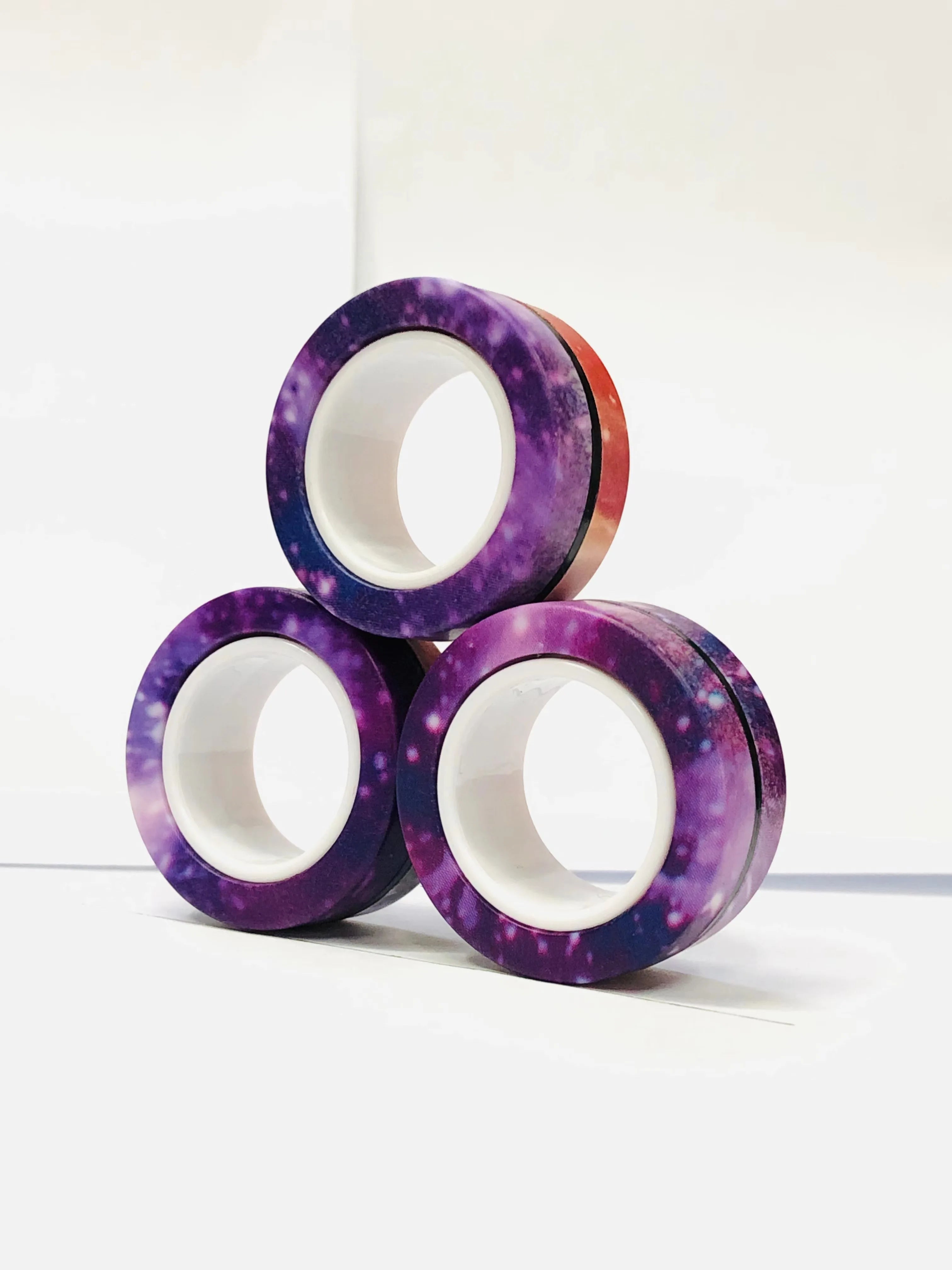 3 stuks vinger magnetische ringen | Kleurrijke fidget speelgoed set voor volwassenen en kinderen, magneet spinner ringen voor stressverlichting
