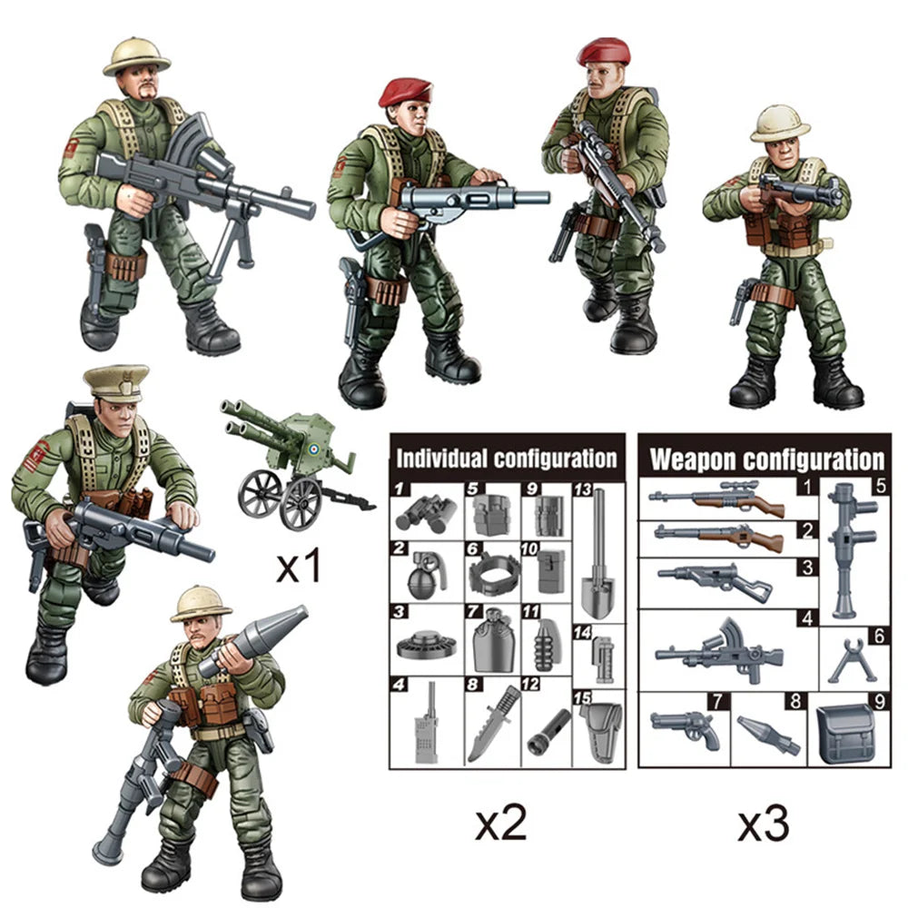2024 Tweede Wereldoorlog WW2 Leger Militaire Soldaten SWAT Speciale Eenheid Figuren Model Bouwstenen Bricks Kinderspeelgoed Cadeau