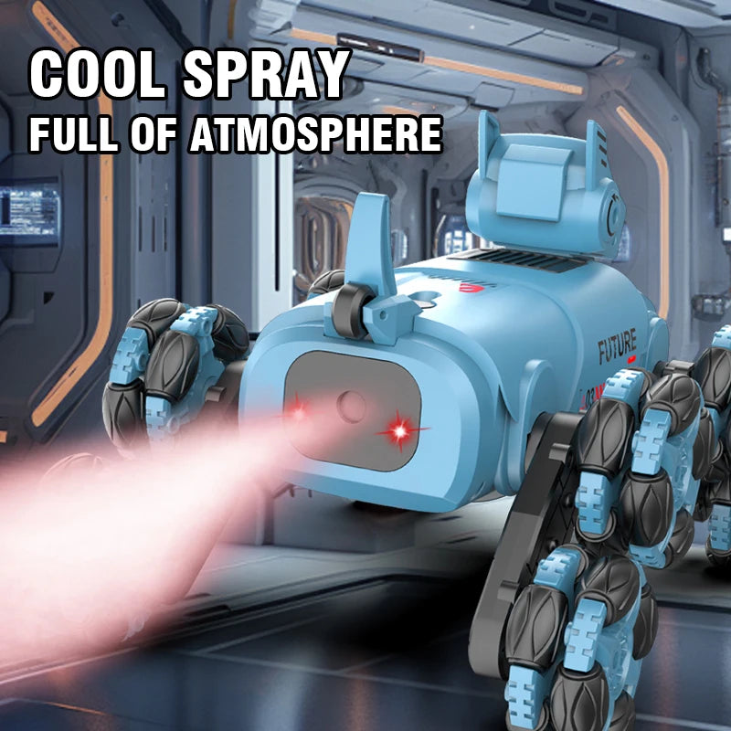 Robot Hond Met Spray, Lichten en Muziek | Dubbele Afstandsbediening | Intelligente Stunt Mechanische Hond 360° Drift Rotatie | Speelgoed Voor Jongens Kinderen