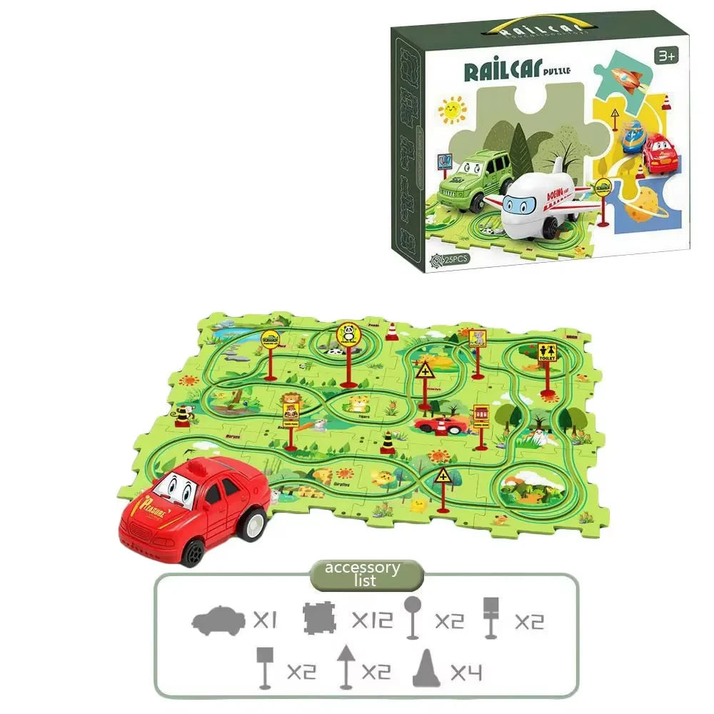 Puzzel Racer Autotrack Set | Plastic Vloerpuzzel voor 3-6 Jaar