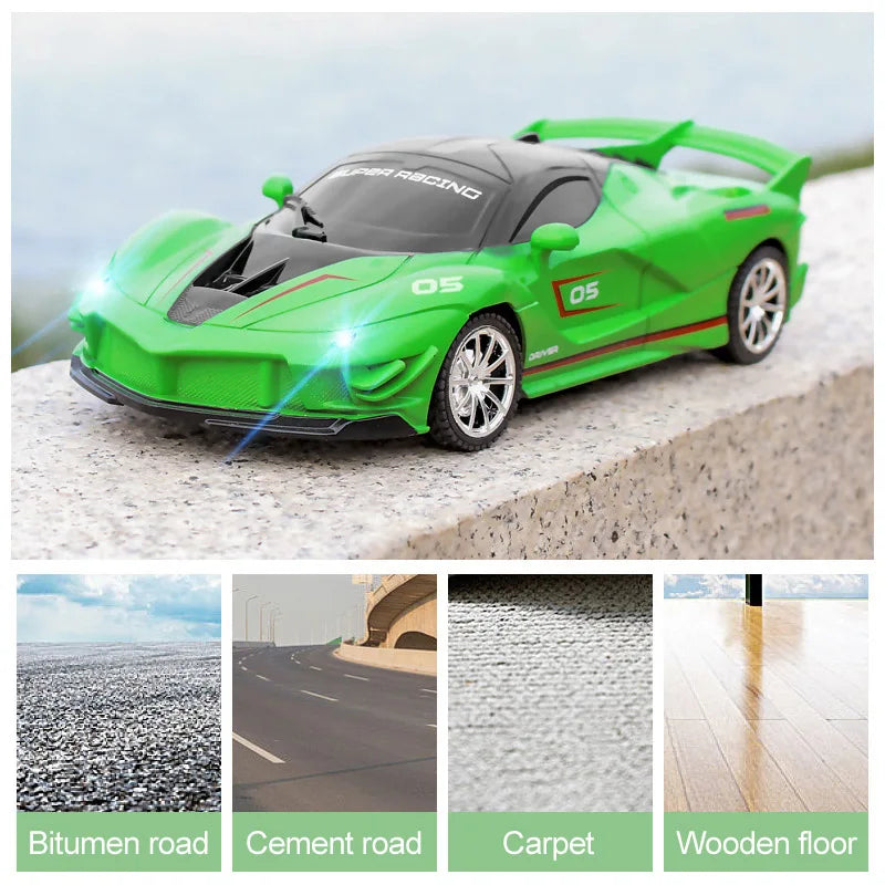 1/18 RC Sportauto met LED Licht | 2.4G Afstandsbediening Racewagen | Hoge Snelheid Drift Voertuig voor Kinderen