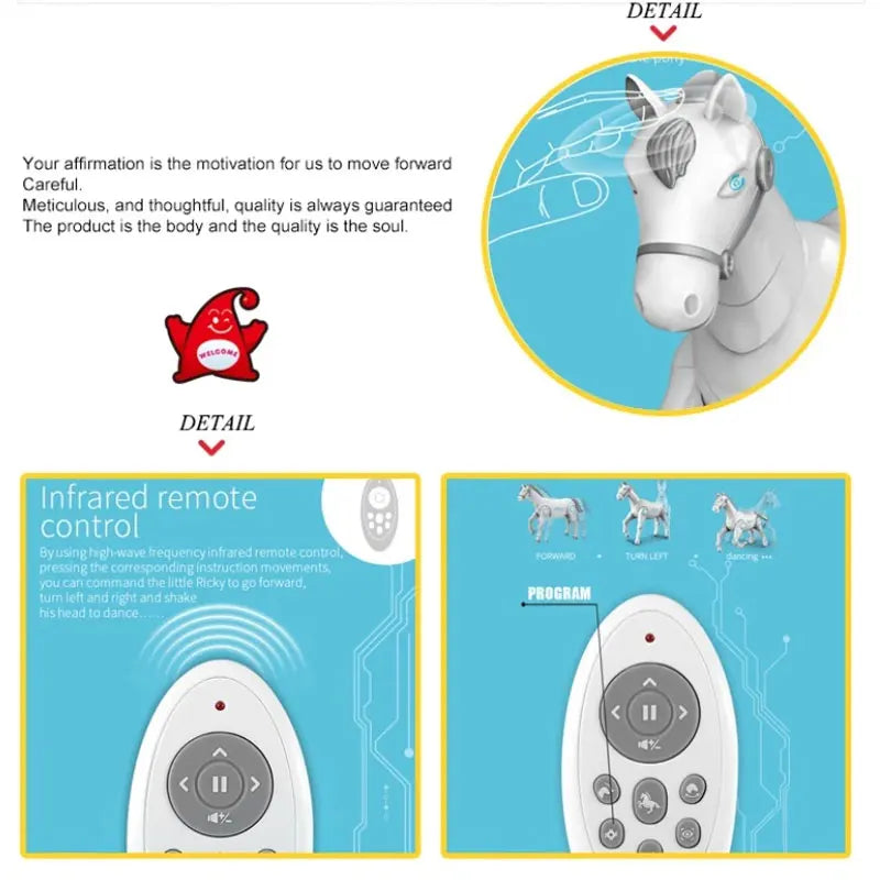 Slimme Robot Paard | Interactieve Afstandsbediening Dier | Intelligente Dialoog, Zingen, Dansen Elektronische Muziekspeelgoed