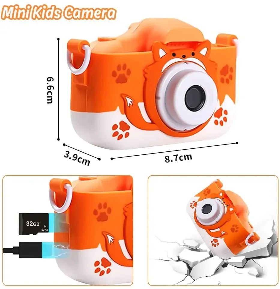 HD 1080P Kindercamera - 20MP Camera met USB-oplader, Shockproof Silicone Bescherming