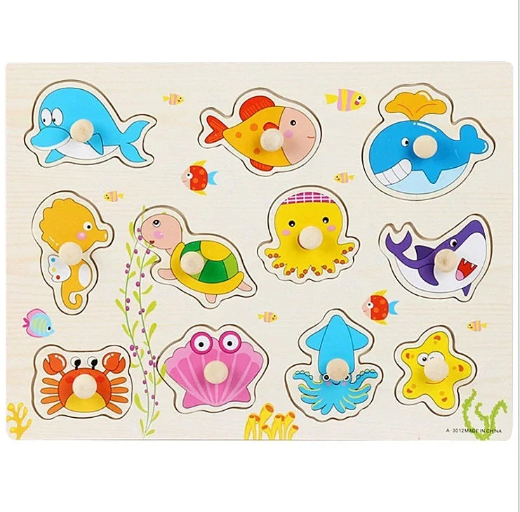 Montessori houten puzzel van 30 cm – Leren en spelen met één handgreep