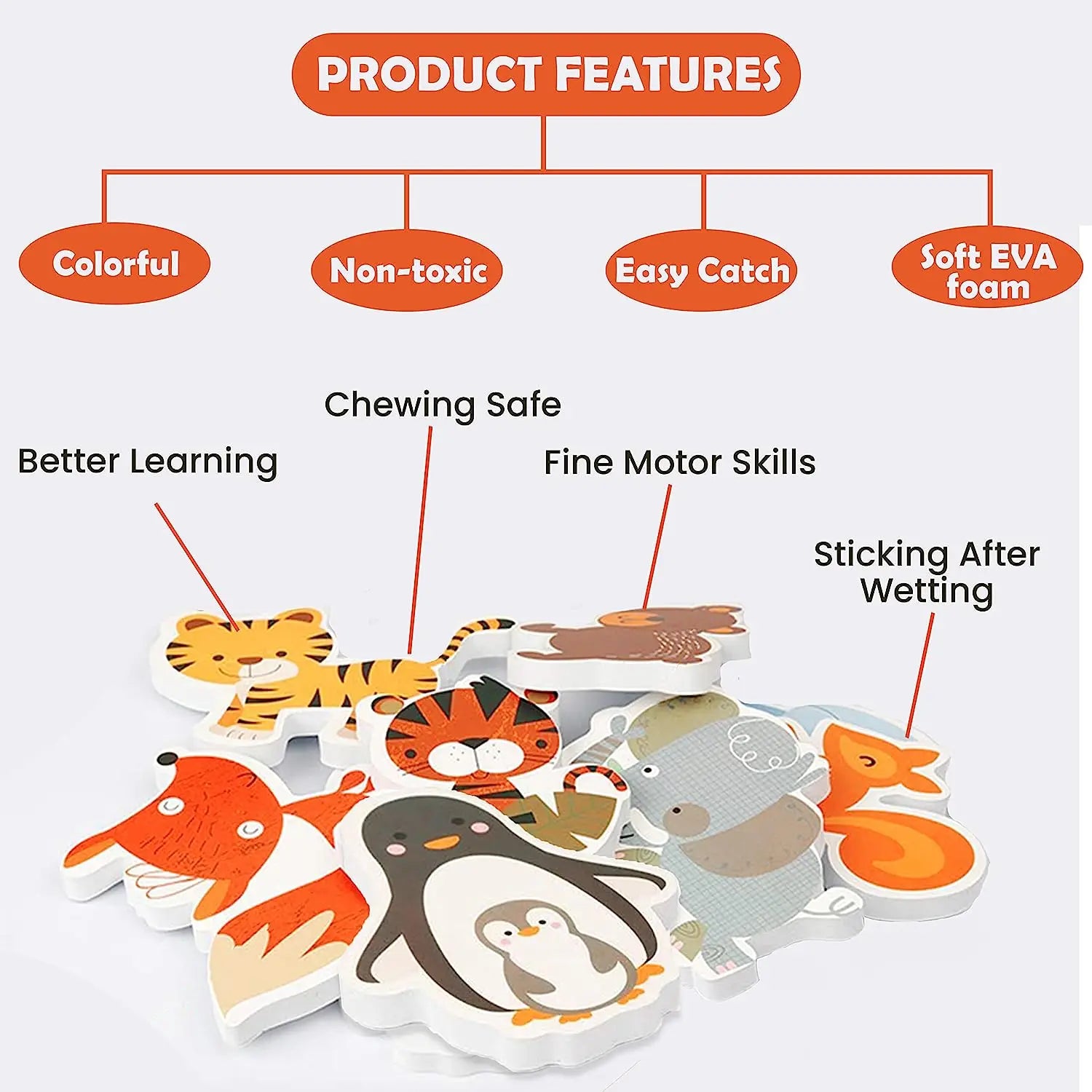 EVA Badpuzzel Dierenstickers | Educatief & Leuk Bad Speelgoed