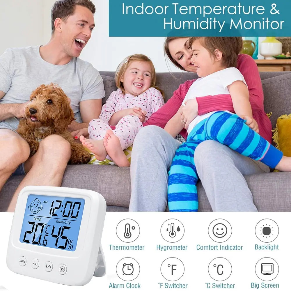 Digitale LCD Thermometer Hygrometer | Binnen Alarm Klok Elektronische Temperatuur Vochtigheid Meter Monitor Mini Weerstation