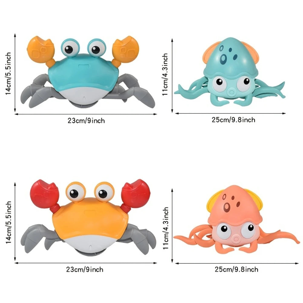 Interactieve Ontsnappende Octopus/Krab | Elektronisch Muziekspeelgoed voor Baby’s, Bewegend Speelgoed met Licht & Geluid