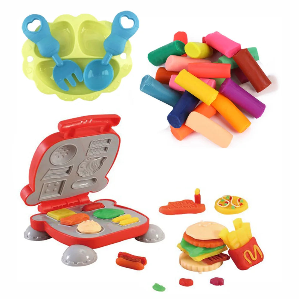 3D Klei Speelgoed | Simulatie Speelset voor Kinderen, IJsjes, Hamburgers, Noedels, Plasticine Mallen