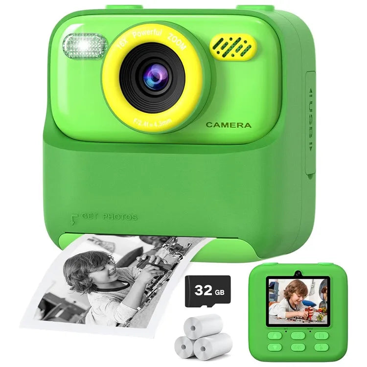 Kids Instant Camera - 1080P HD Selfie Digitale Camera Met 32G Print | Kerst- en Verjaardagscadeau