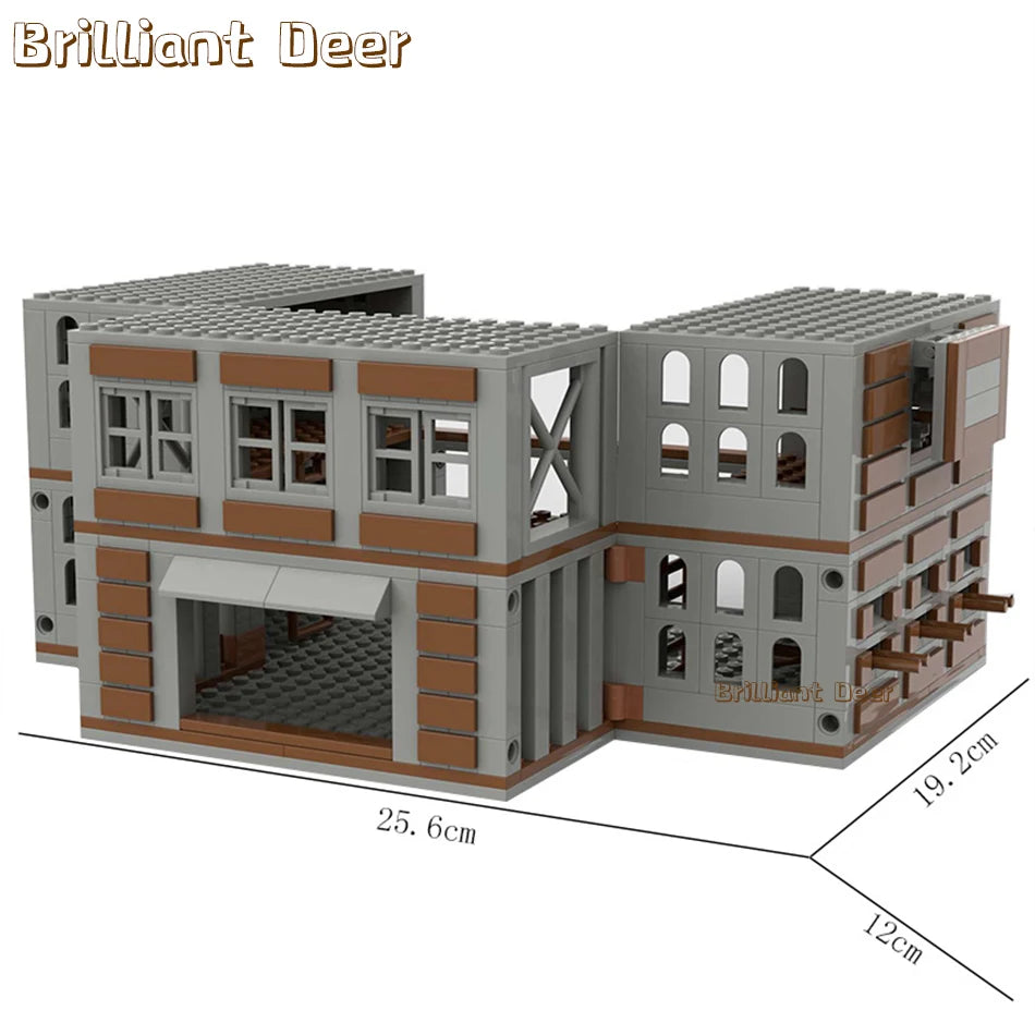 Verlaten Vernielde Gebouwen MOC WW2 Pubg Militaire Basis DIY Scènes Bouwstenen Set Onderdelen Voor Soldaten Figuren Jongens Speelgoed