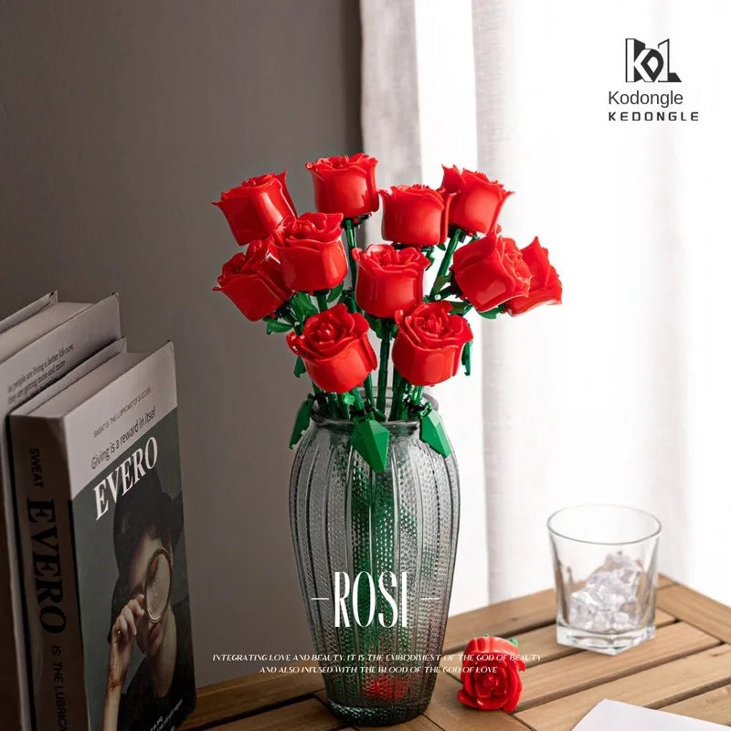 Eeuwig Boeket Rozen Bouwstenen Set voor Volwassenen - Creatief Cadeau voor Vrouwen voor Valentijnsdag - Bloemen Bouwset als Originele Decoratie
