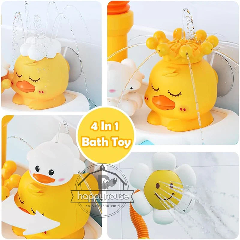 4-in-1 Baby Bad Speelgoed met Zonnebloem Douche & Watersproeiers – Interactief Badspeelgoed voor Peuters en Kleintjes