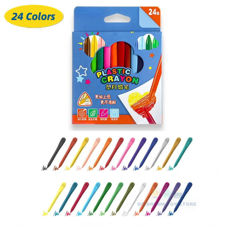 24/12-delige Kleurrijke Krijtjes | Veilige, Niet-Giftige Kleurpotloden voor Kinderen, Graffiti & Tekenstationery