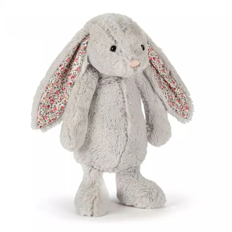 25cm Superzachte Konijn Knuffel | Schattig Pluche Konijntje met Bloemige Oren, Geschenk voor Meisjes
