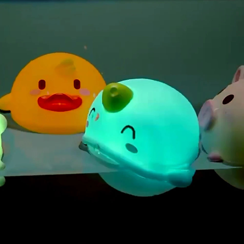 LED Verlichte Speelgoed | Schattige Baby Dieren Bad Speelgoed, Zwemmen Water Zachte Rubberen Drijvende Inductie Lichtgevende Eend voor Kinderen