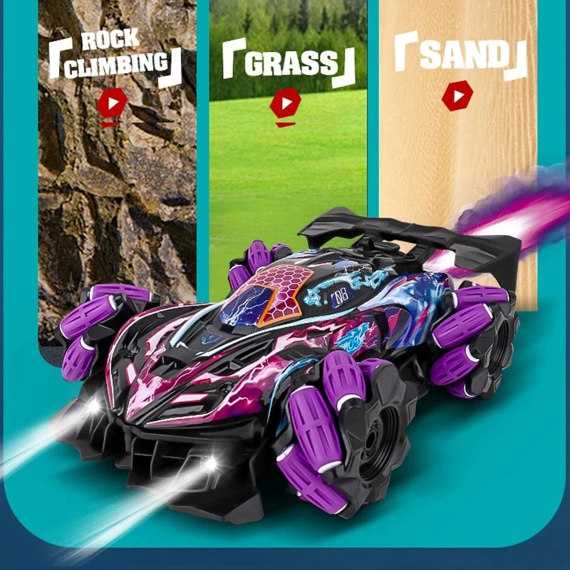 F2 RC Driftauto Met Muziek en LED-lichten | 2.4G Handschoen Gebaar Radio Afstandsbediening Spray Stuntauto’s | 4WD Elektrisch Speelgoed Voor Kinderen